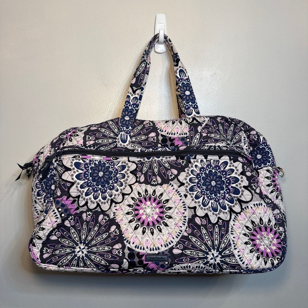 Vera Bradley Mimosa Medallion Purple Paisley Large Duffel Bag Quilted Travel Bag